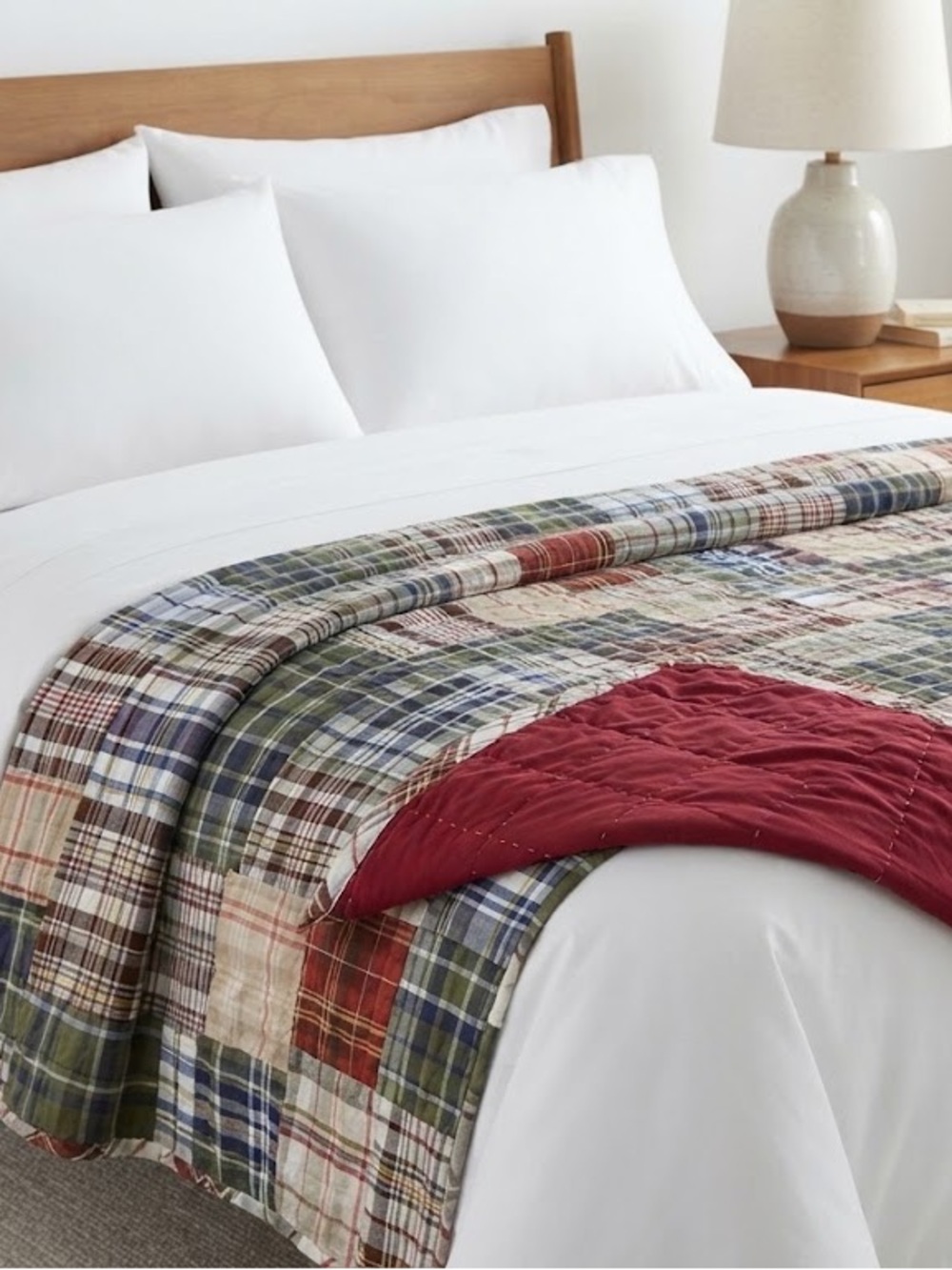 Woolrich Plaid Cotton Patchwork Quilted Blanket Multi Color Sz Queen Y2K Cottage